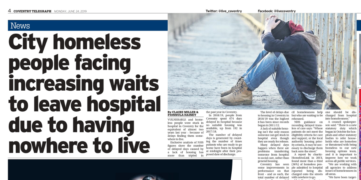 City homeless people facing increasing waits to leave hospital due to having nowhere to live